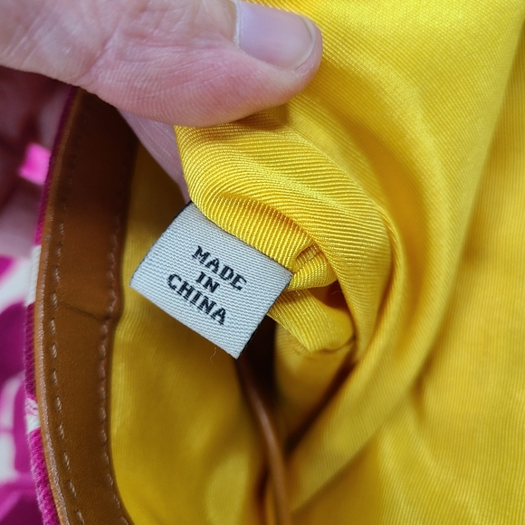 Kate Spade New York brown leather & pink abstract floral shoulder bag - Picture 14 of 16